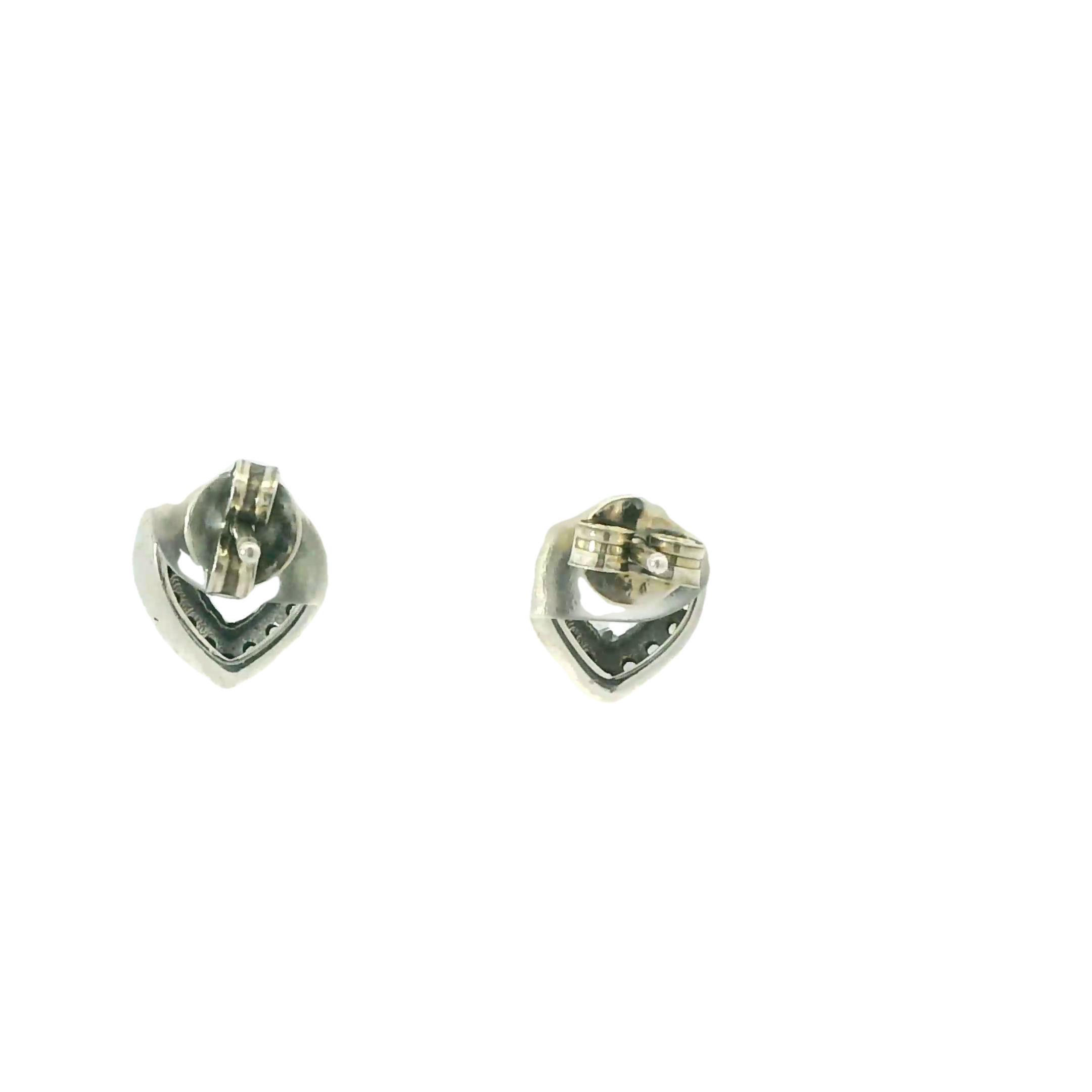 WHITE CUBIC ZIRCONIA STERLING SILVER HEART EARRINGS FULI-E2683