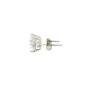 WHITE CUBIC ZIRCONIA STERLING SILVER EARRINGS (ROUND)