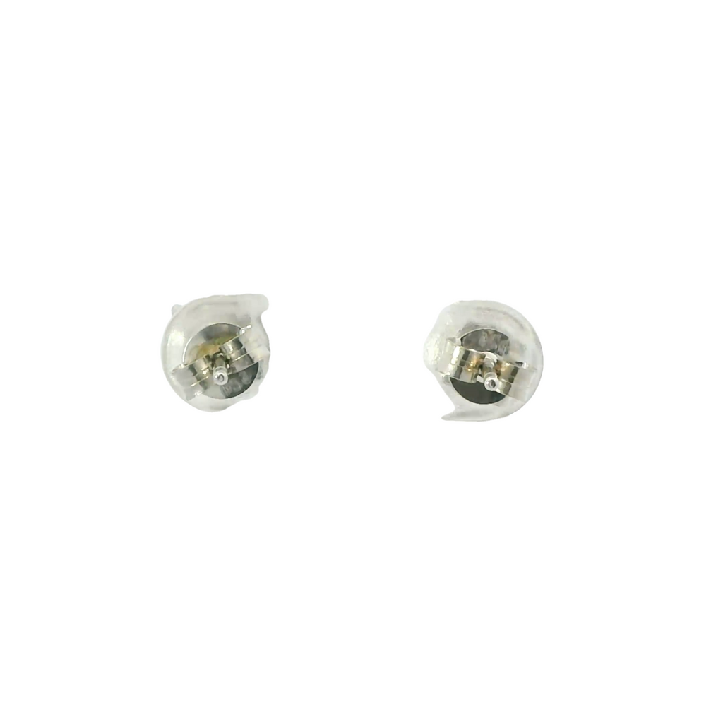 WHITE CUBIC ZIRCONIA STERLING SILVER EARRINGS (ROUND) 8MM