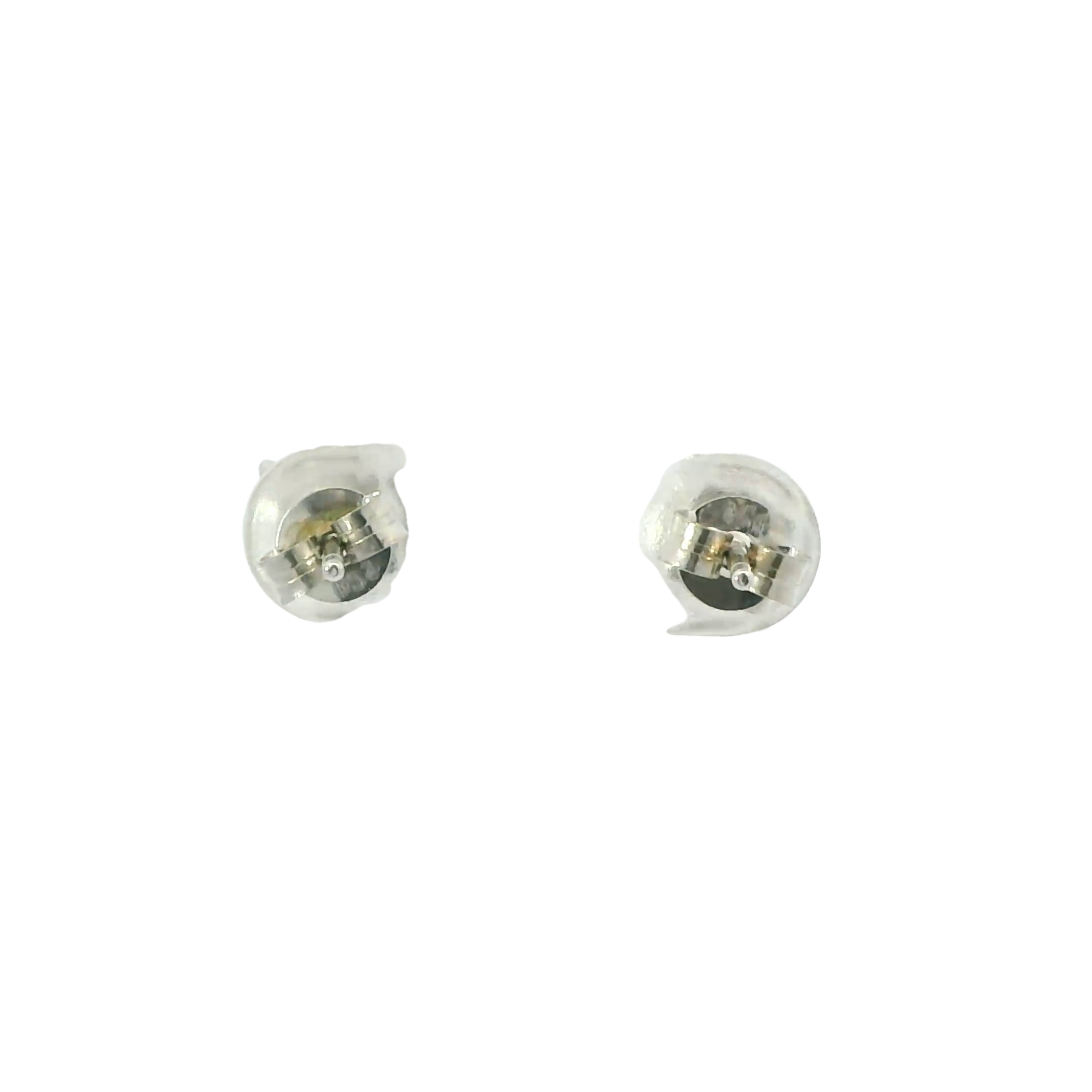 WHITE CUBIC ZIRCONIA STERLING SILVER EARRINGS (ROUND) 8MM