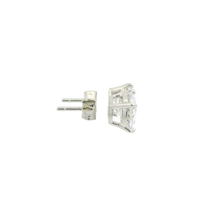 WHITE CUBIC ZIRCONIA STERLING SILVER EARRINGS (ROUND)