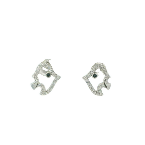 WHITE CUBIC ZIRCONIA STERLING SILVER EARRINGS (FISH)