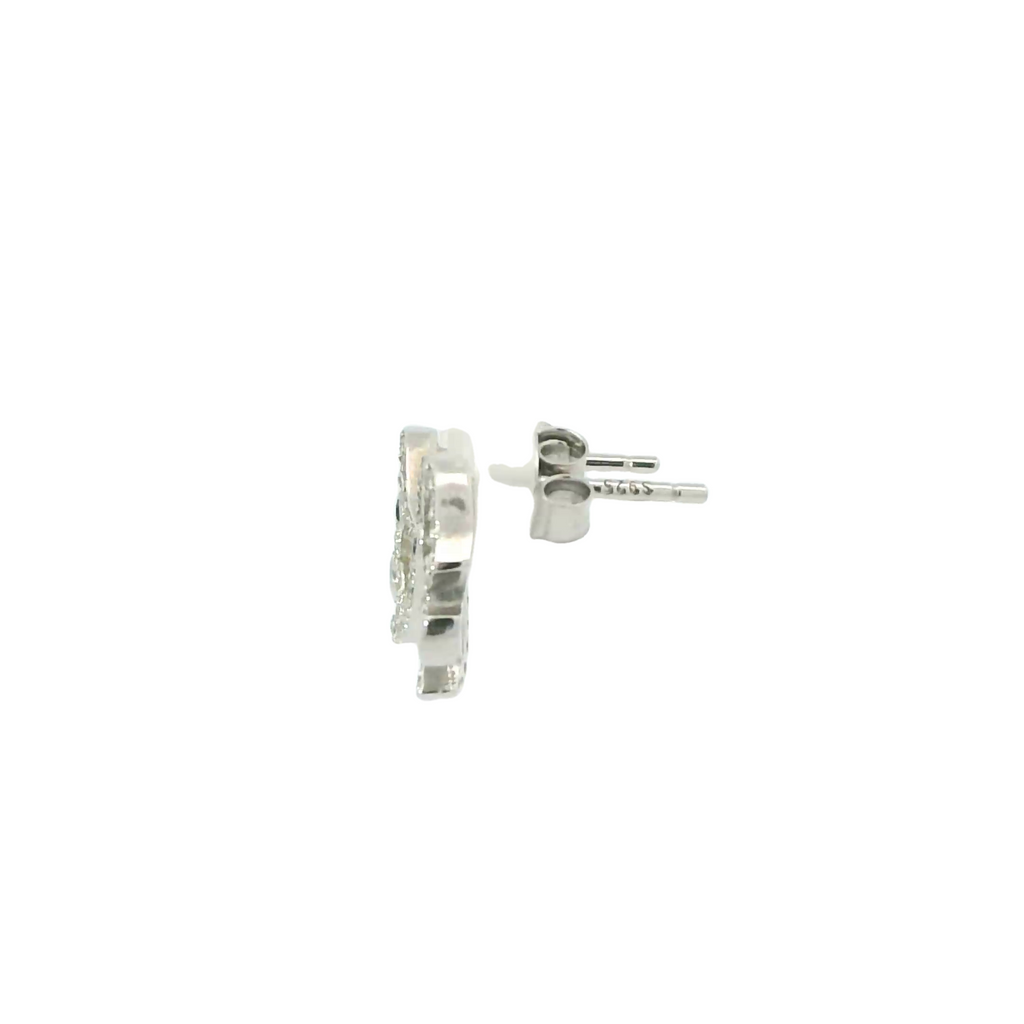WHITE CUBIC ZIRCONIA STERLING SILVER EARRINGS (FISH)