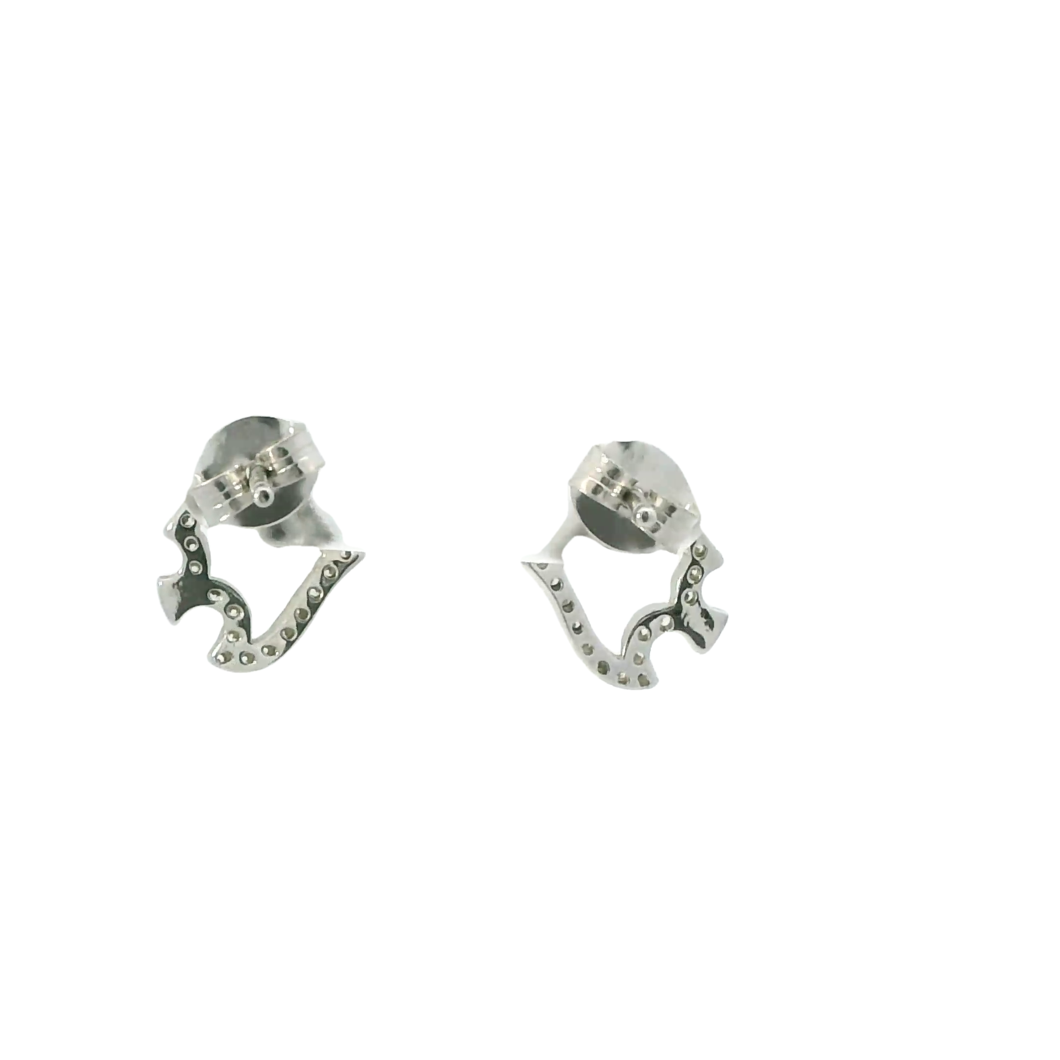 WHITE CUBIC ZIRCONIA STERLING SILVER EARRINGS (FISH)