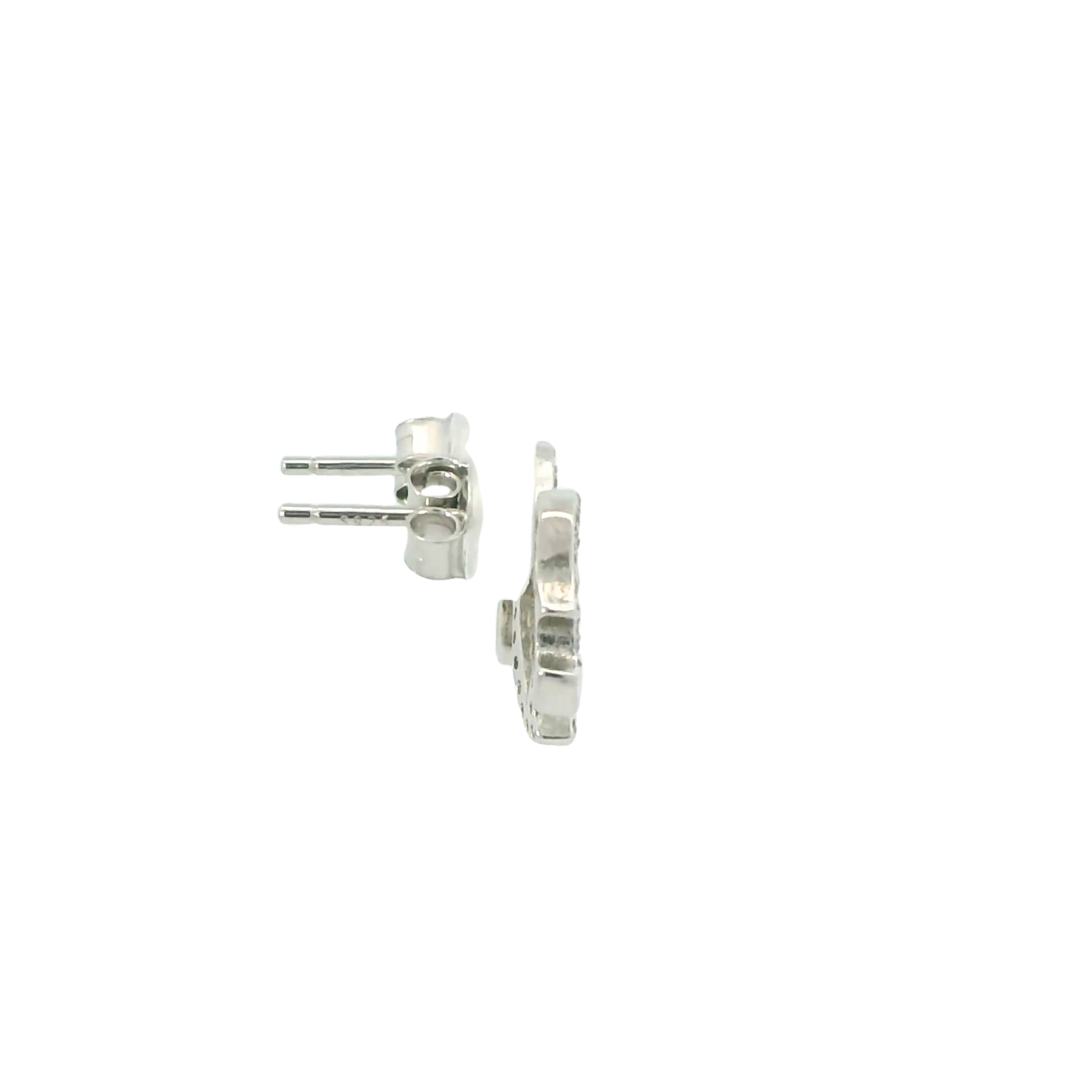 WHITE CUBIC ZIRCONIA STERLING SILVER EARRINGS (FISH)