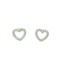 Load image into Gallery viewer, WHITE CUBIC ZIRCONIA STERLING SILVER EARRINGS (HEART)