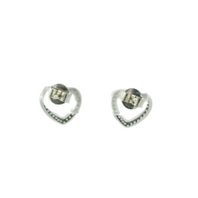 Load image into Gallery viewer, WHITE CUBIC ZIRCONIA STERLING SILVER EARRINGS (HEART)