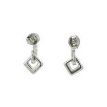 Load image into Gallery viewer, WHITE CUBIC ZIRCONIA STERLING SILVER EARRINGS (HOOP)