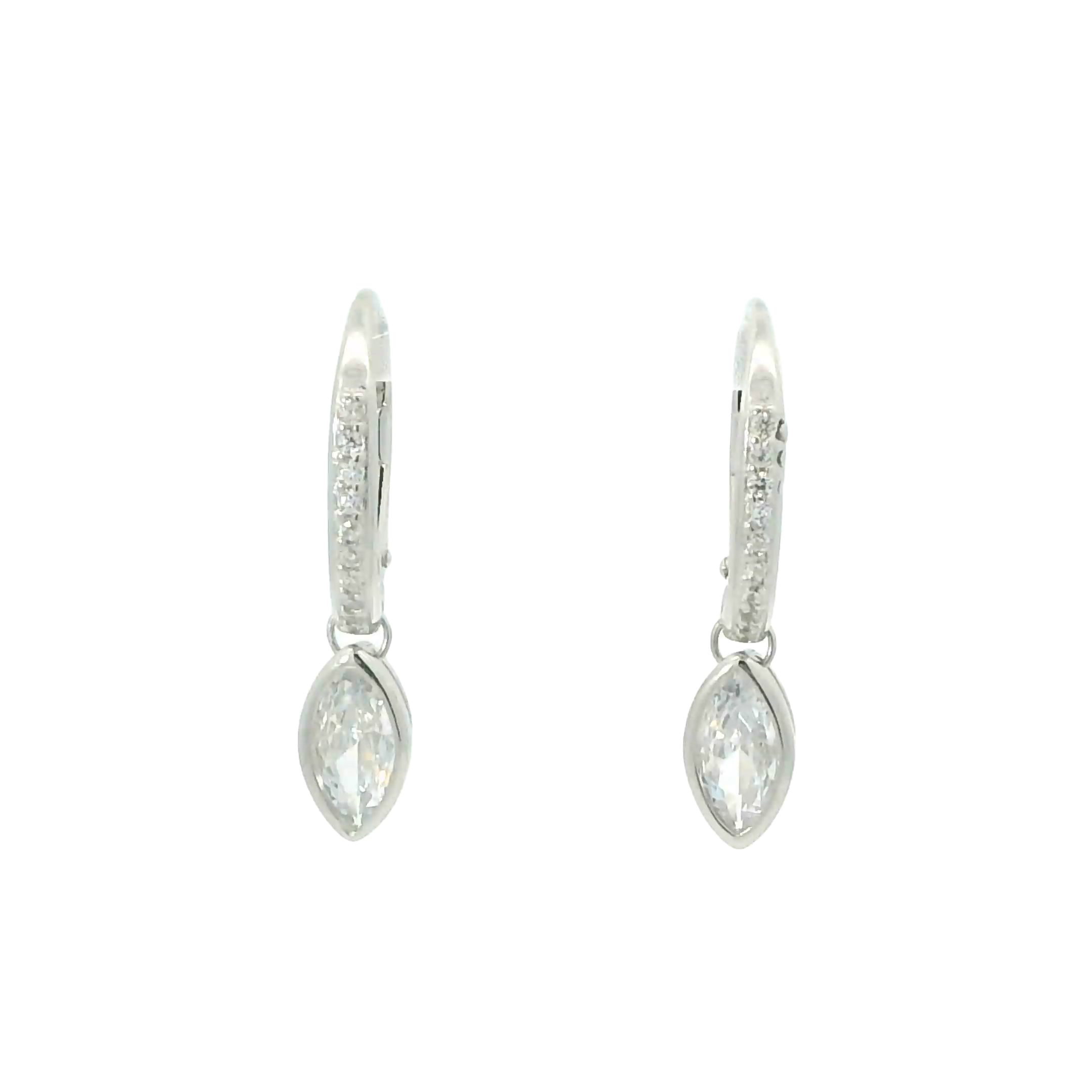 WHITE CUBIC ZIRCONIA STERLING SILVER EARRINGS (MARQUISE)