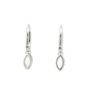 WHITE CUBIC ZIRCONIA STERLING SILVER EARRINGS (MARQUISE)