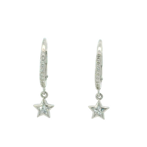 WHITE CUBIC ZIRCONIA STERLING SILVER EARRINGS (STAR)