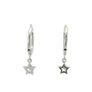 WHITE CUBIC ZIRCONIA STERLING SILVER EARRINGS (STAR)