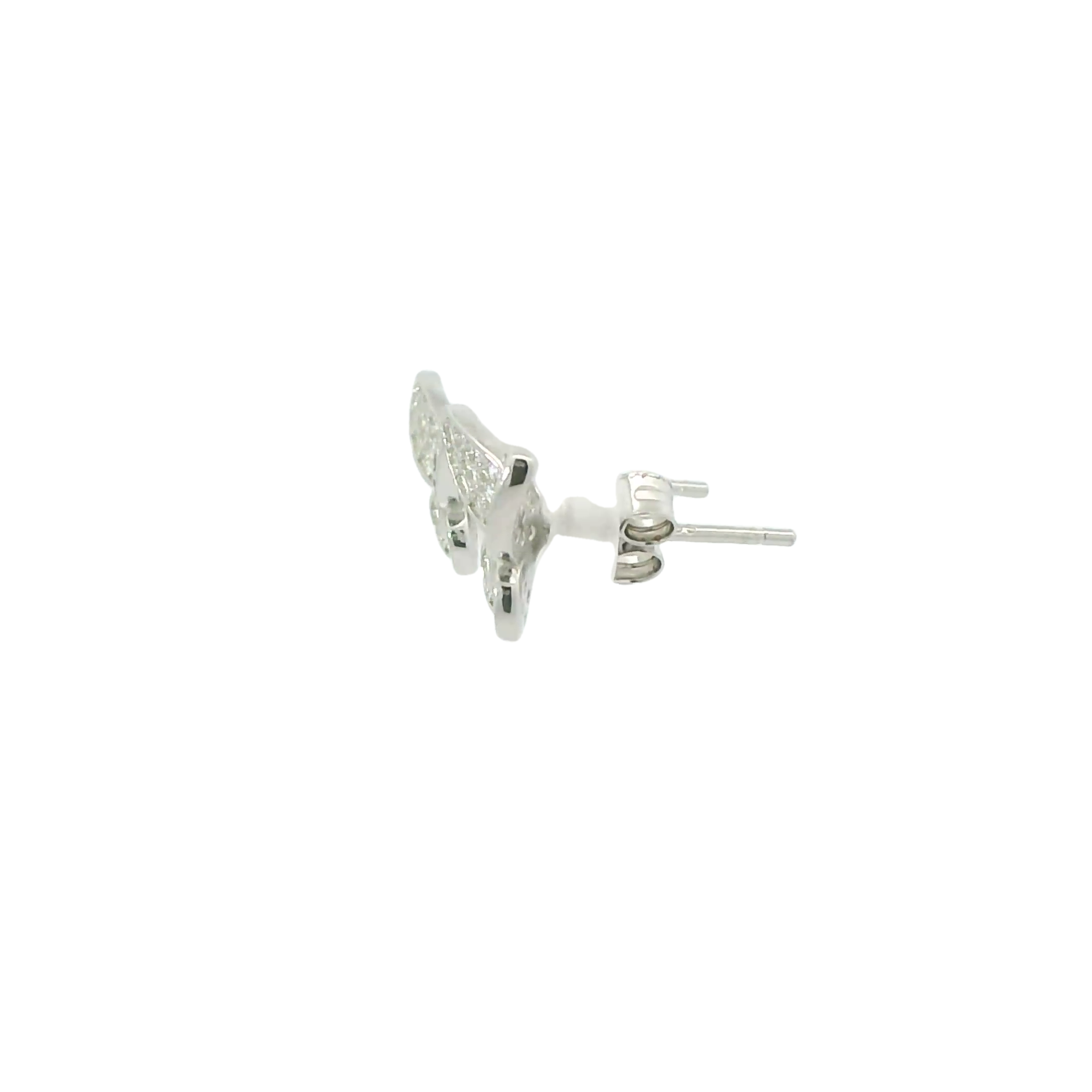 WHITE CUBIC ZIRCONIA STERLING SILVER BUTTERFLY EARRINGS