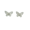 WHITE CUBIC ZIRCONIA STERLING SILVER BUTTERFLY EARRINGS