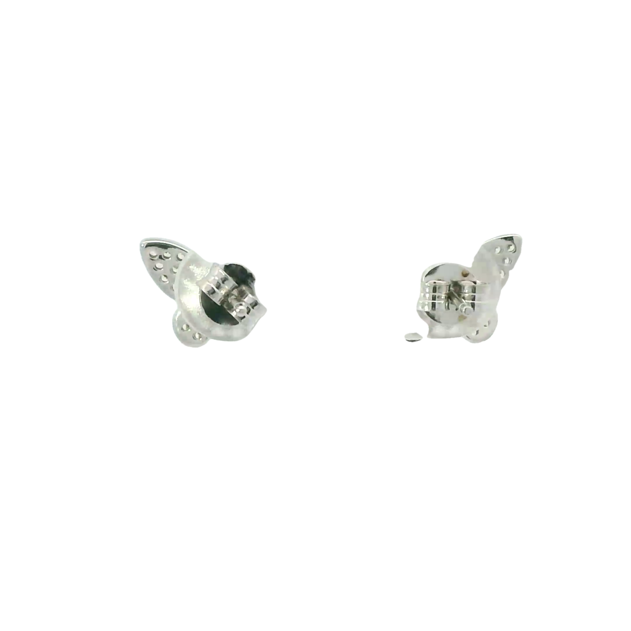 WHITE CUBIC ZIRCONIA STERLING SILVER BUTTERFLY EARRINGS