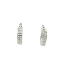 Load image into Gallery viewer, WHITE CUBIC ZIRCONIA STERLING SILVER EARRRINGS (HOOP)