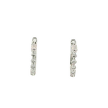 Load image into Gallery viewer, WHITE CUBIC ZIRCONIA STERLING SILVER EARRINGS (HOOP)