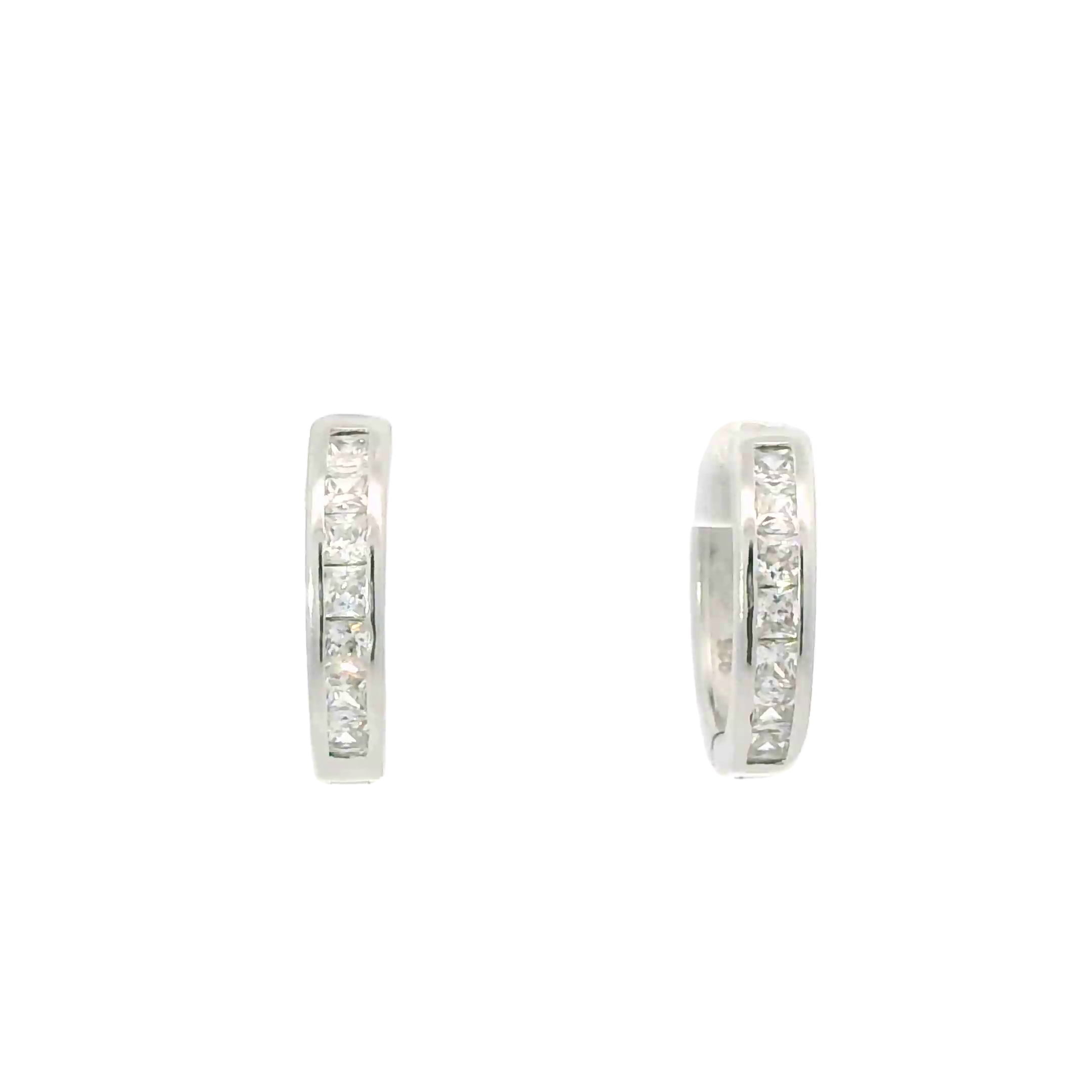WHITE CUBIC ZIRCONIA STERLING SILVER EARRINGS (HOOP)