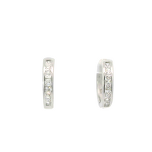 Load image into Gallery viewer, WHITE CUBIC ZIRCONIA STERLING SILVER EARRINGS (HOOP)