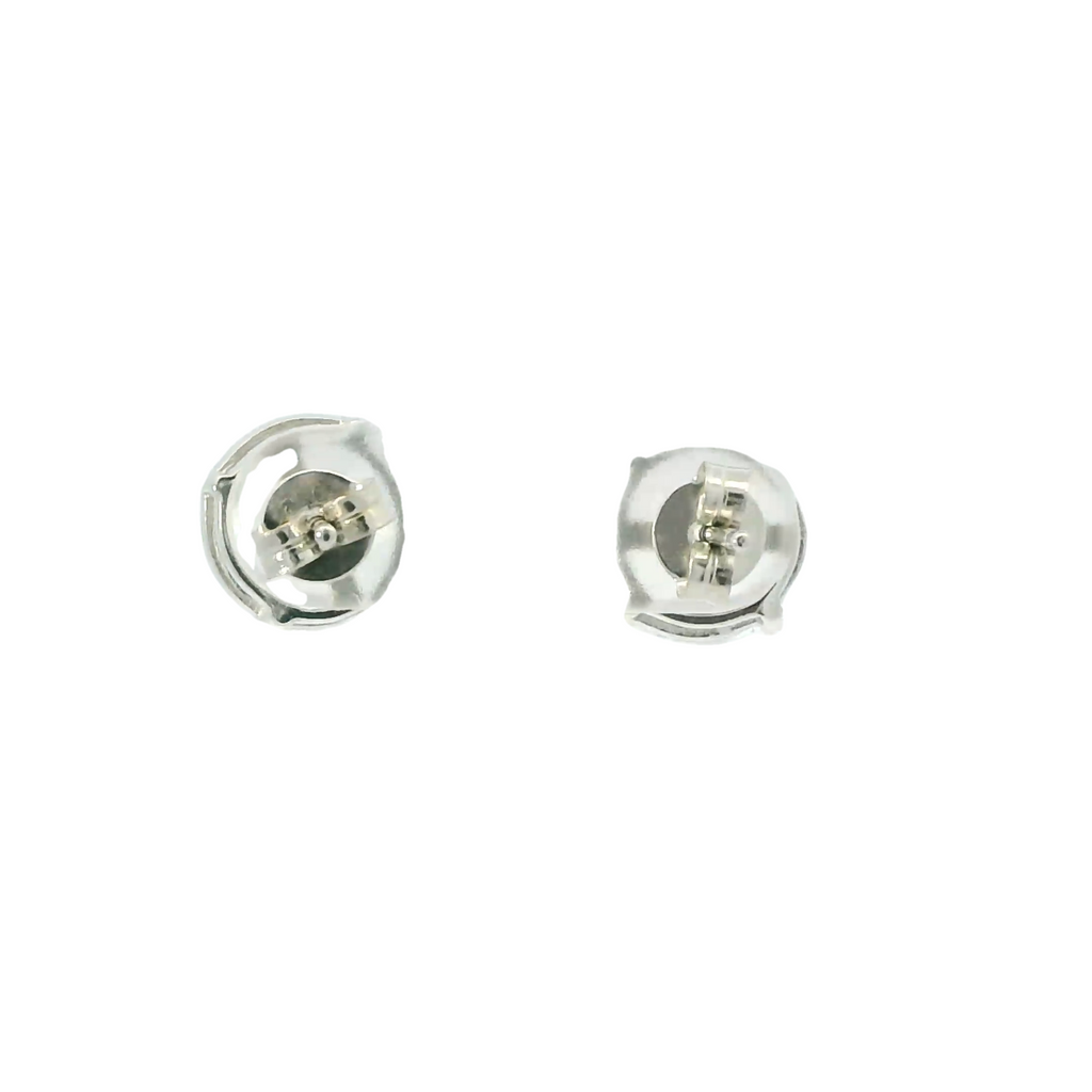 WHITE CUBIC ZIRCONIA STERLING SILVER EARRINGS (ROUND)10MM