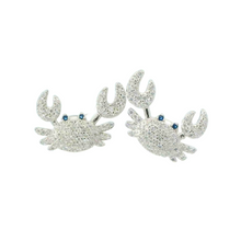 Load image into Gallery viewer, WHITE CUBIC ZIRCONIA STERLING SILVER EARRINGS (CRAB)