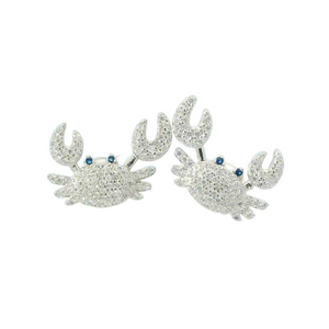 WHITE CUBIC ZIRCONIA STERLING SILVER EARRINGS (CRAB)