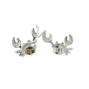 WHITE CUBIC ZIRCONIA STERLING SILVER EARRINGS (CRAB)