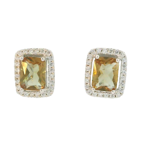 ZULTANITE EARRINGS, CUBIC ZIRCONIA STERLING SILVER, THE COLOR OF THE STONE CHANGES WITH DIFFERENT LIGHTING (EMERALD SHAPE)