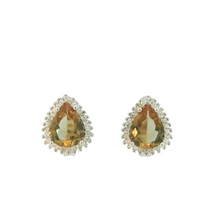 Load image into Gallery viewer, ZULTANITE EARRINGS, CUBIC ZIRCONIA STERLING SILVER, THE COLOR OF THE STONE CHANGES WITH DIFFERENT LIGHTING (PEAR SHAPE)