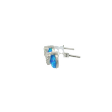 Load image into Gallery viewer, BLUE LAB OPAL STERLING SILVER EARRINGS (CIRCLE &amp; HEART)