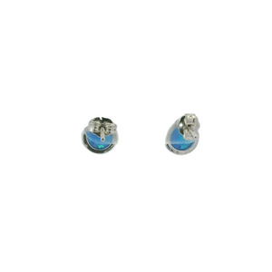 BLUE LAB OPAL STERLING SILVER EARRINGS (CIRCLE & HEART)