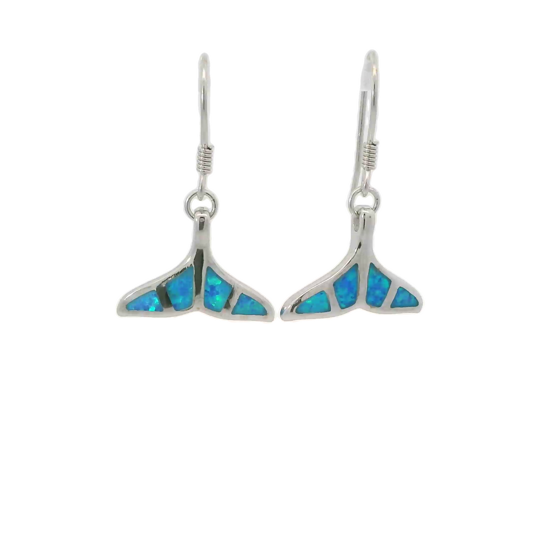 BLUE WHALE TAIL OPAL STERLING SILVER EARRINGS