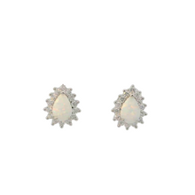 Load image into Gallery viewer, WHITE LAB OPAL STERLING SILVER EARRINGS (PEAR)