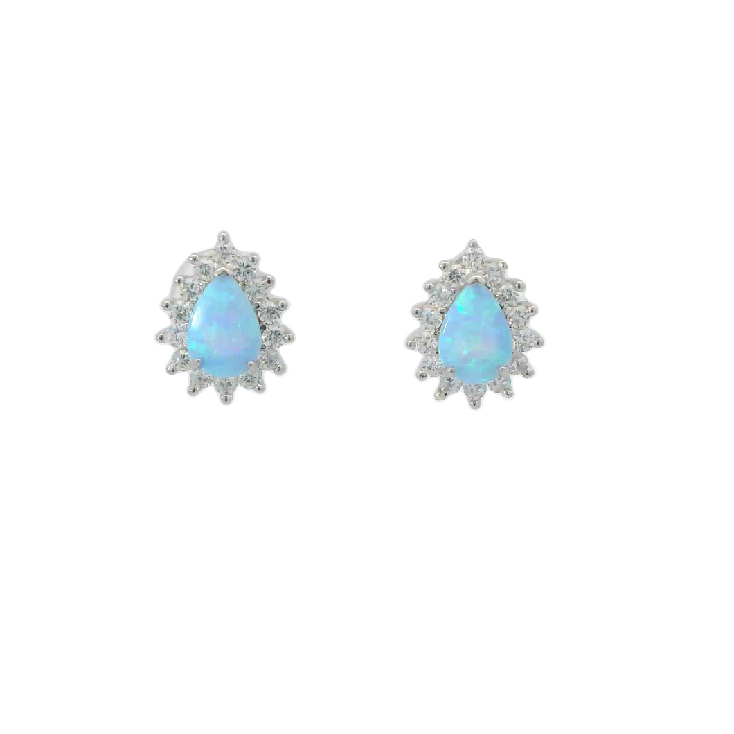 BLUE OPAL STERLING SILVER  EARRINGS (PEAR)