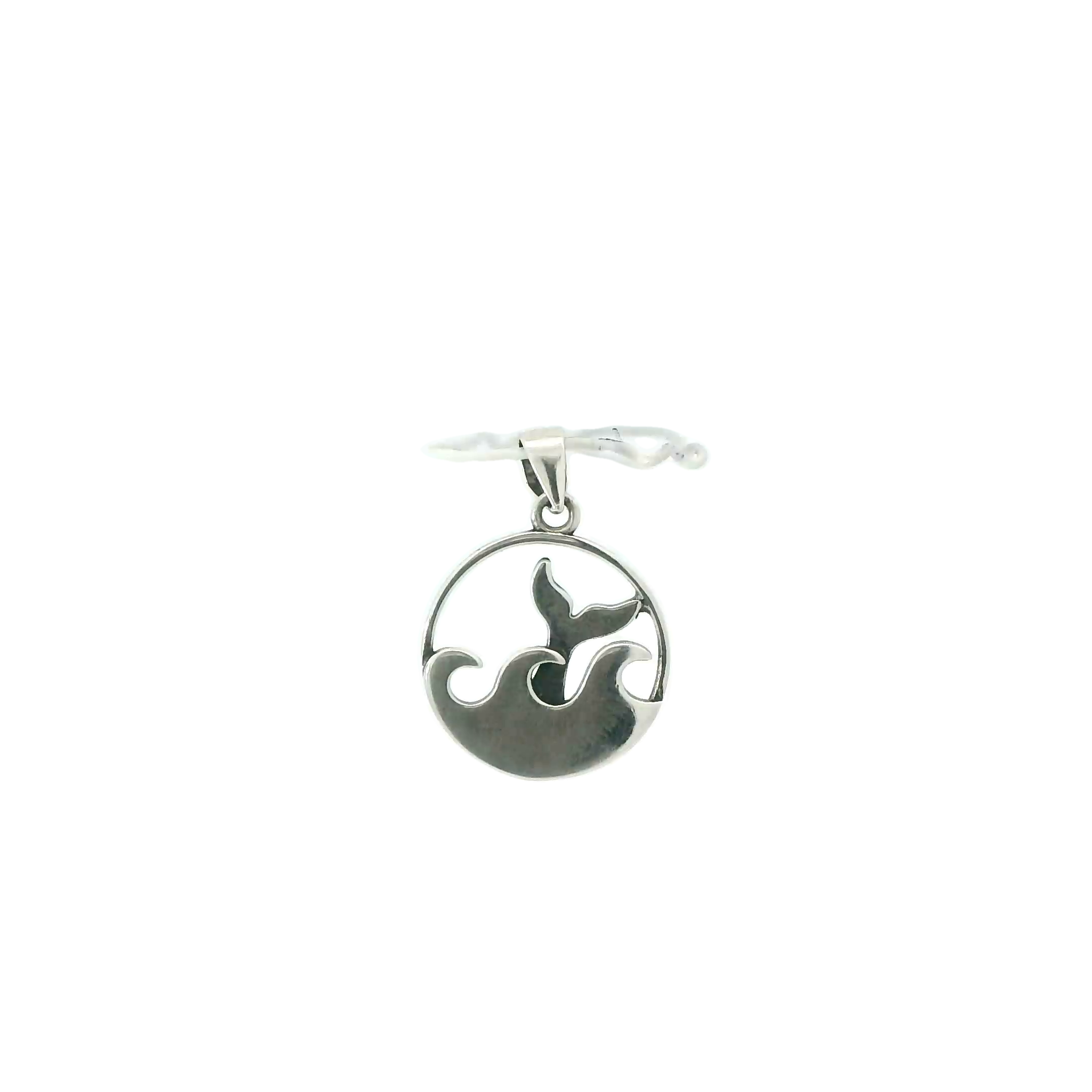 WHALE TAIL WITH WAVE STERLING SILVER PENDANT