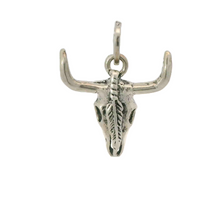 Load image into Gallery viewer, BULL SKULL STERLING SILVER PENDANT