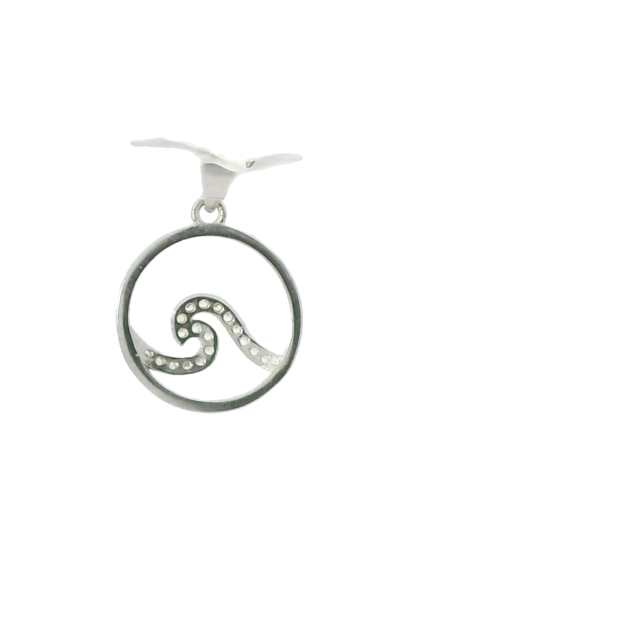 WHITE CUBIC ZIRCONIA STERLING SILVER PENDANT (WAVE)