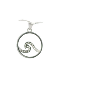 WHITE CUBIC ZIRCONIA STERLING SILVER PENDANT (WAVE)