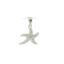 Load image into Gallery viewer, WHITE CUBIC ZIRCONIA STERLING SILVER PENDANT (STARFISH)