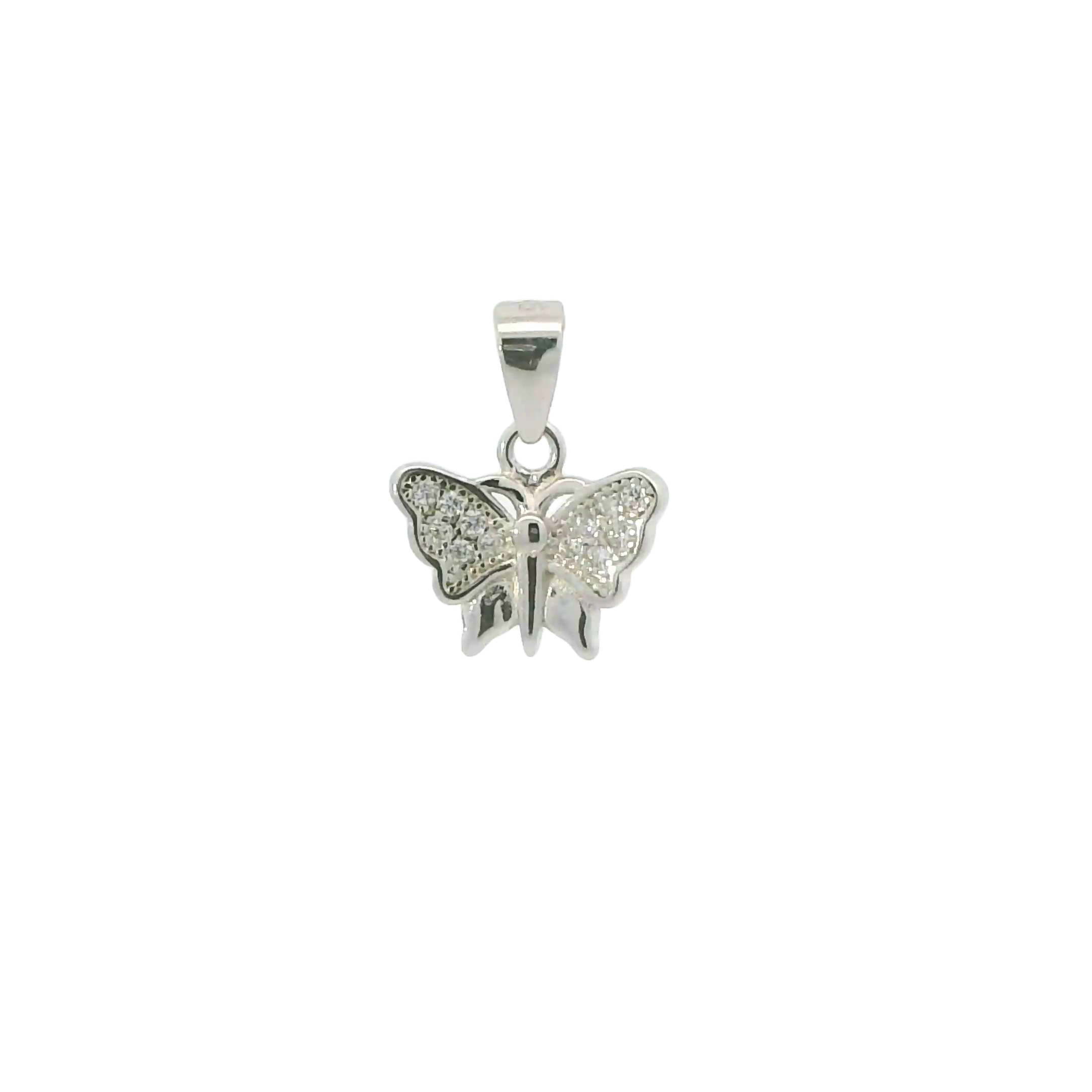 Butterfly pendant with cubic zirconia 