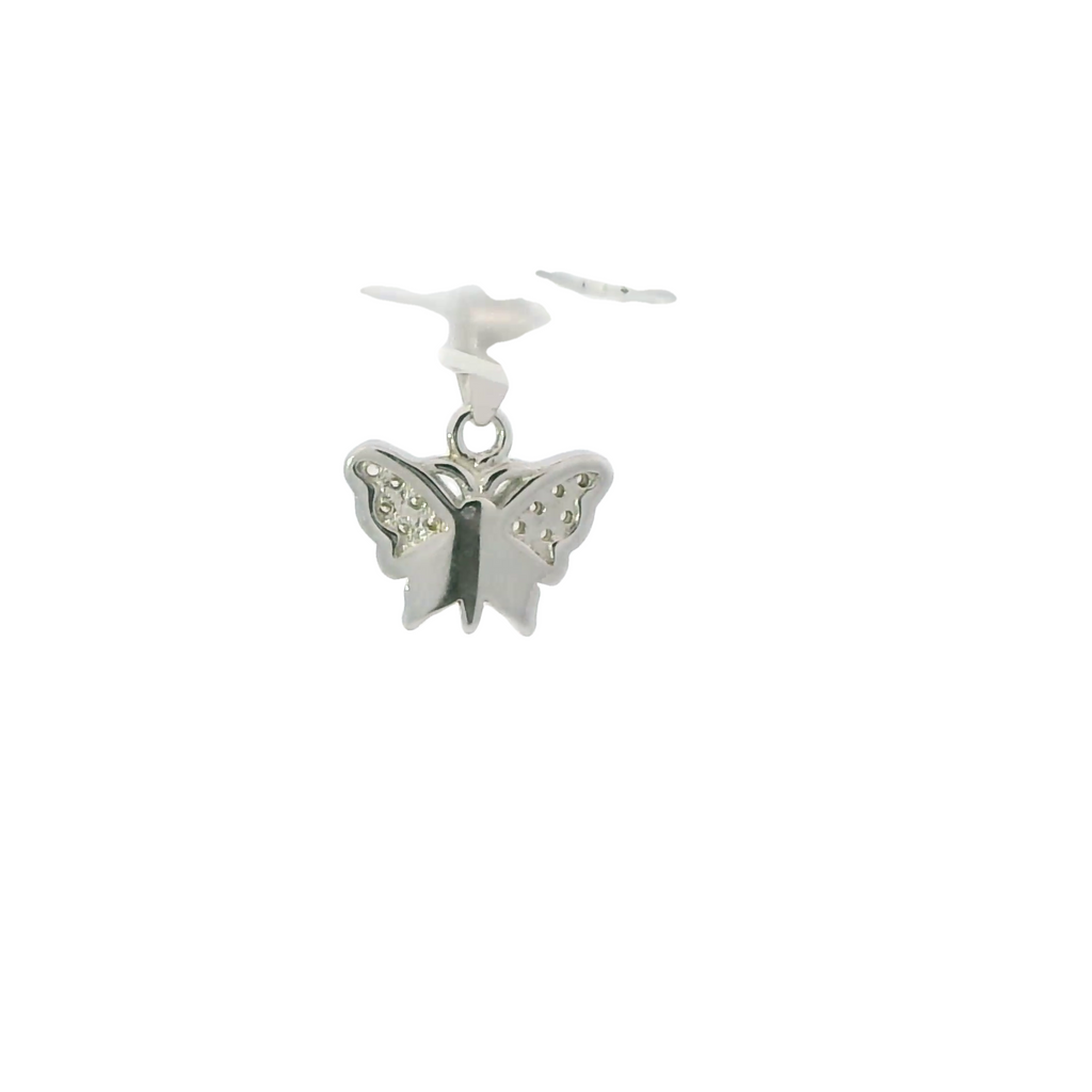 BUTTERFLY WHITE CUBIC ZIRCONIA STERLING SILVER PENDANT
