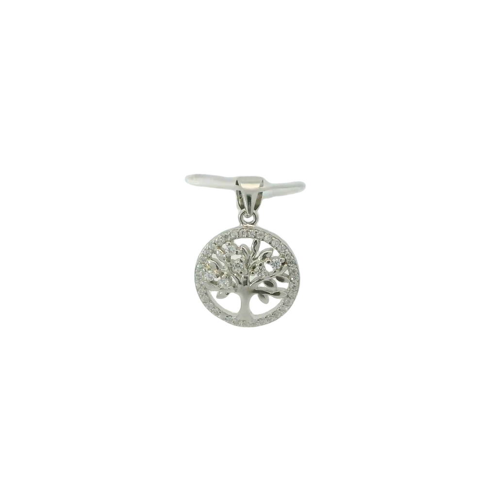 CUBIC ZIRCONIA STERLING SILVER PENDANT (TREE OF LIFE)