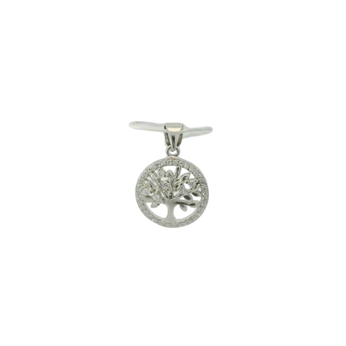 CUBIC ZIRCONIA STERLING SILVER PENDANT (TREE OF LIFE)