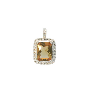 ZULTANITE CUBIC ZIRCONIA STERLING SILVER PENDANT, THE COLOR OF THE STONE CHANGES WITH DIFFERENT LIGHTING (EMERALD SHAPE)
