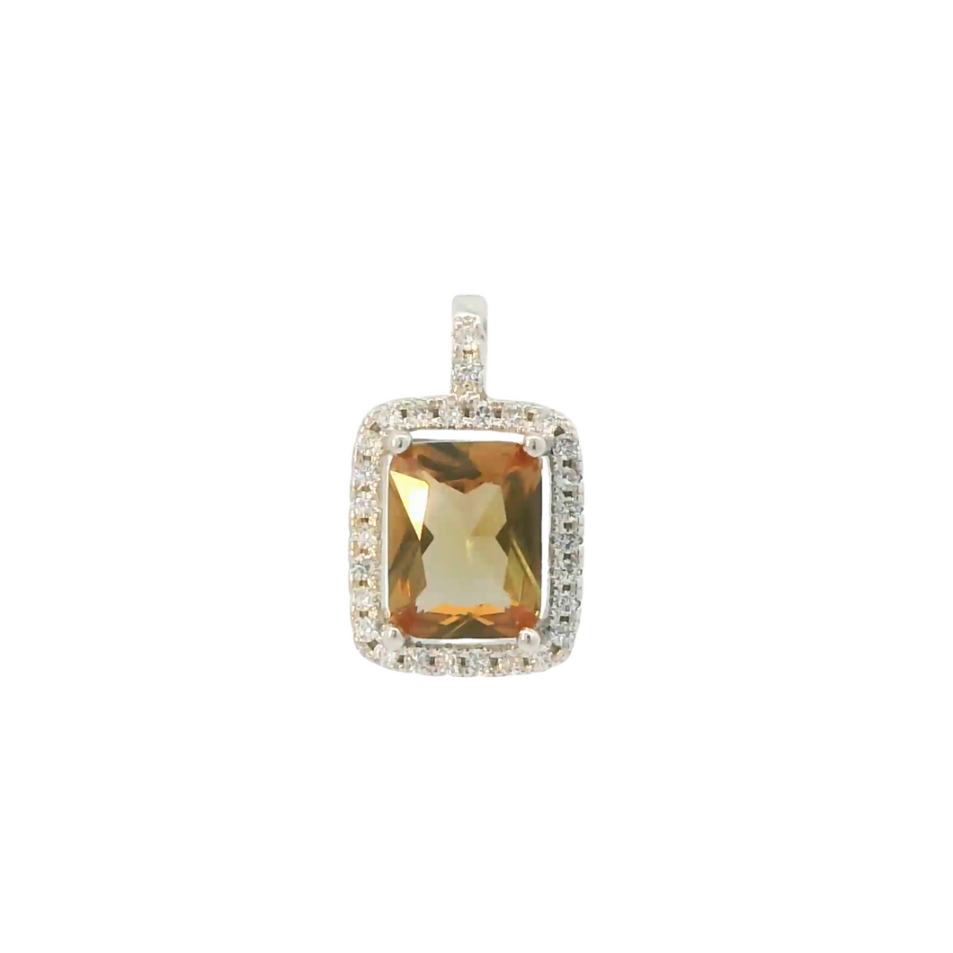 ZULTANITE CUBIC ZIRCONIA STERLING SILVER PENDANT, THE COLOR OF THE STONE CHANGES WITH DIFFERENT LIGHTING (EMERALD SHAPE)