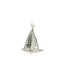 WHITE CUBIC ZIRCONIA STERLING SILVER PENDANT (SAILBOAT)