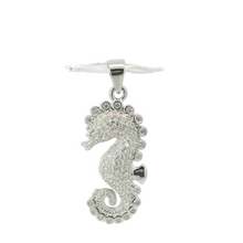 Load image into Gallery viewer, WHITE CUBIC ZIRCONIA STERLING SILVER PENDANT (SEAHORSE)