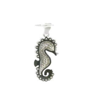 WHITE CUBIC ZIRCONIA STERLING SILVER PENDANT (SEAHORSE)