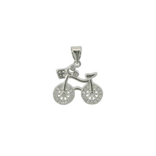 Load image into Gallery viewer, CUBIC ZIRCONIA BICYCLE STERLING SILVER PENDANT