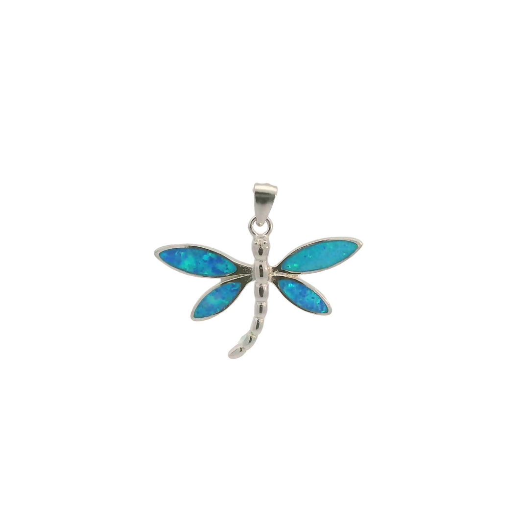 BLUE LAB OPAL STERLING SILVER PENDANT (DRAGONFLY)